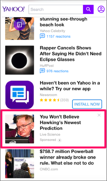 Mobile ad example in feed