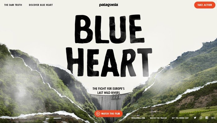 patagonia blue heart microsite