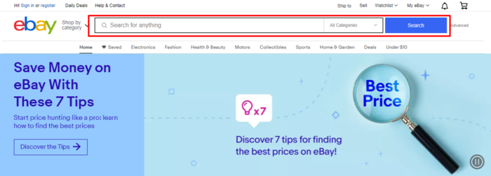 ebay SEO homepage 