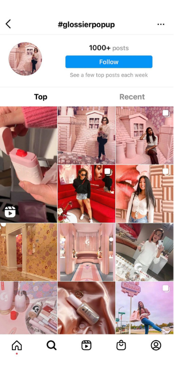 Pop-up shop by Glossier