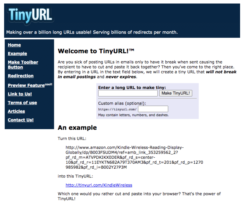 TinyURL URL shortener