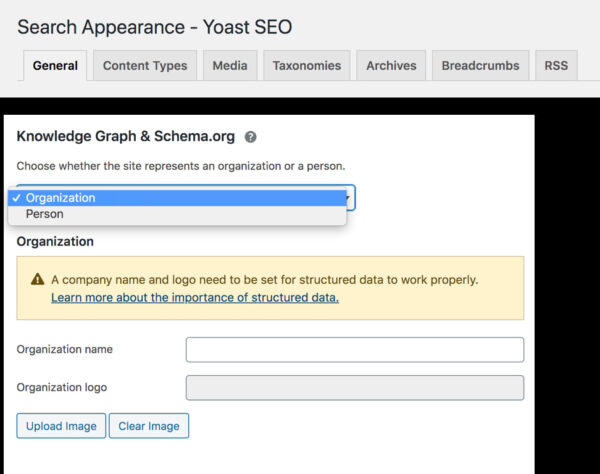 Search appearance tab in Yoast SEO