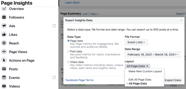 Exporting Insights data from Facebook
