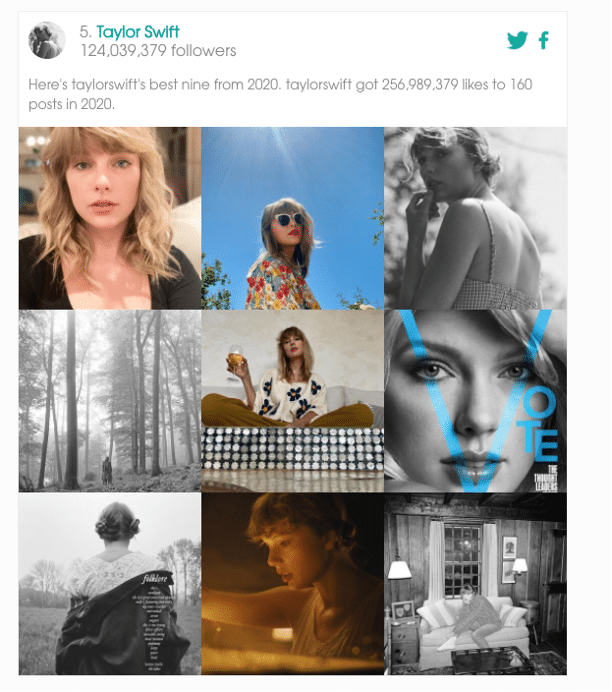 Taylor Swift top 9 Instagram photos of the year