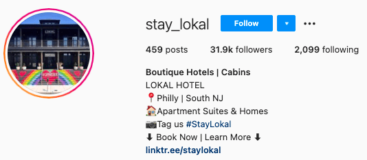 best Instagram bios - lokal hotel instagram page bio