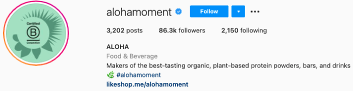 best Instagram bios - aloha instagram page bio