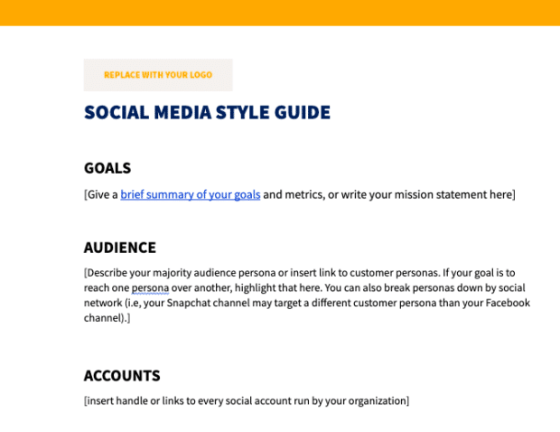 social media style guide template preview