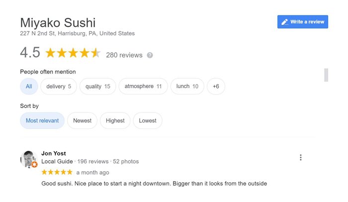 multiple location SEO write a review